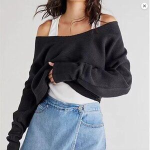 Free People We the Free Viv Pullover Sweater Black Small